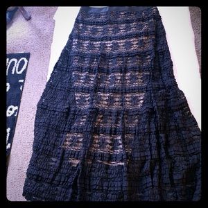 2pc. Black lace top and skirt.